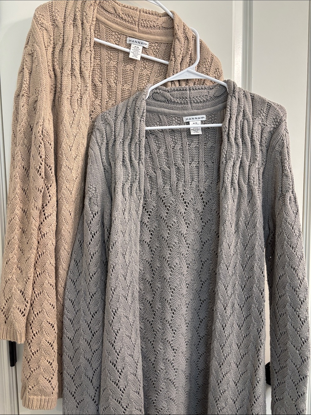 Bundle of Hannah Lace & Cable Knit Open-Front Cardigan - Gray & Tan